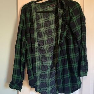 Sparkling NY green and black flannel. Light and flowy